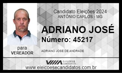 Candidato ADRIANO JOSÉ 2024 - ANTÔNIO CARLOS - Eleições