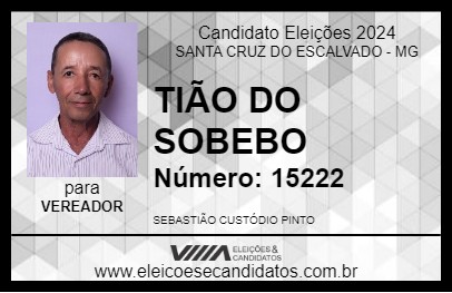 Candidato TIÃO DO SOBERBO 2024 - SANTA CRUZ DO ESCALVADO - Eleições