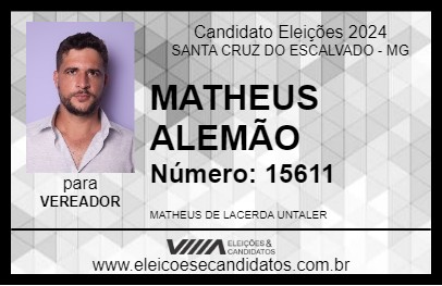 Candidato MATHEUS ALEMÃO 2024 - SANTA CRUZ DO ESCALVADO - Eleições