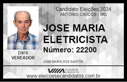 Candidato JOSE MARIA ELETRICISTA 2024 - ANTÔNIO CARLOS - Eleições