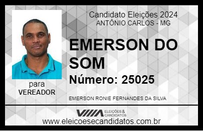 Candidato EMERSON DO SOM 2024 - ANTÔNIO CARLOS - Eleições