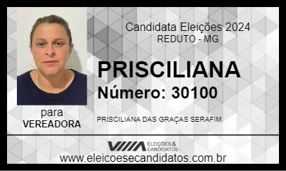 Candidato PRISCILIANA 2024 - REDUTO - Eleições