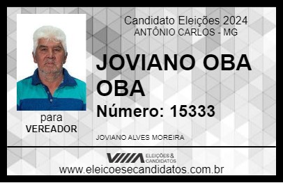 Candidato JOVIANO OBA OBA 2024 - ANTÔNIO CARLOS - Eleições