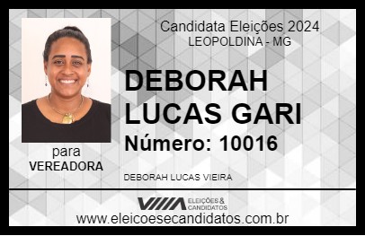 Candidato DEBORAH LUCAS GARI 2024 - LEOPOLDINA - Eleições