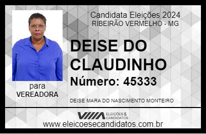 Candidato DEISE DO CLAUDINHO 2024 - RIBEIRÃO VERMELHO - Eleições