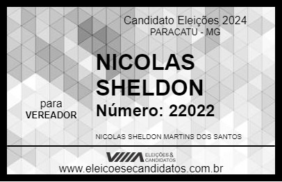 Candidato NICOLAS SHELDON 2024 - PARACATU - Eleições