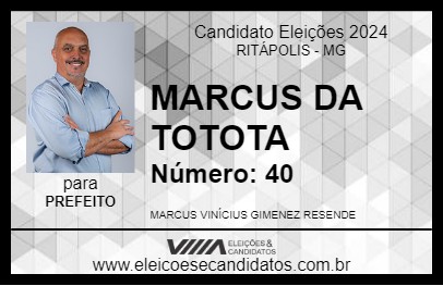 Candidato MARCUS DA TOTOTA 2024 - RITÁPOLIS - Eleições