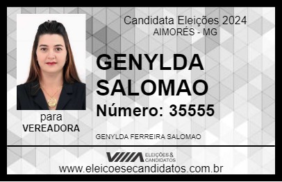 Candidato GENYLDA SALOMAO 2024 - AIMORÉS - Eleições