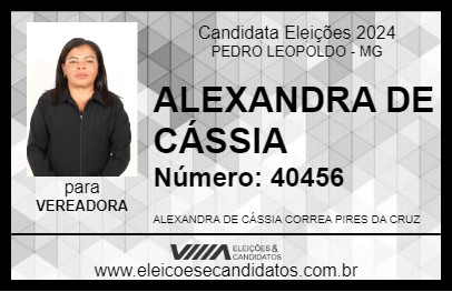 Candidato ALEXANDRA DE CÁSSIA 2024 - PEDRO LEOPOLDO - Eleições