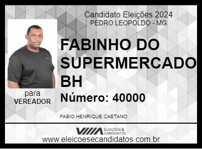 Candidato FABINHO DO SUPERMERCADO BH 2024 - PEDRO LEOPOLDO - Eleições