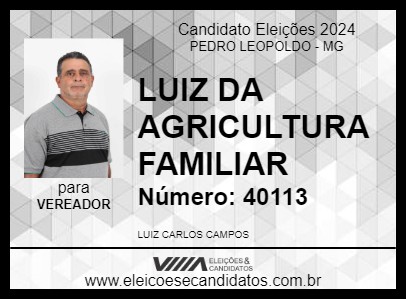 Candidato LUIZ DA AGRICULTURA FAMILIAR 2024 - PEDRO LEOPOLDO - Eleições