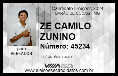 Candidato ZE CAMILO ZUNINO 2024 - BARÃO DE COCAIS - Eleições