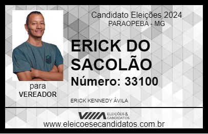 Candidato ERICK DO SACOLÃO 2024 - PARAOPEBA - Eleições