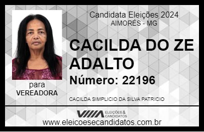 Candidato CACILDA DO ZE ADALTO 2024 - AIMORÉS - Eleições