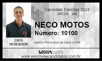 Candidato NECO MOTOS 2024 - ARCOS - Eleições