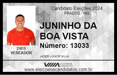 Candidato JUNINHO DA BOA VISTA 2024 - PRADOS - Eleições