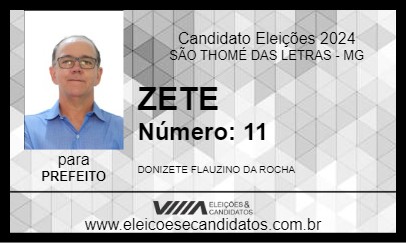 Candidato ZETE 2024 - SÃO THOMÉ DAS LETRAS - Eleições