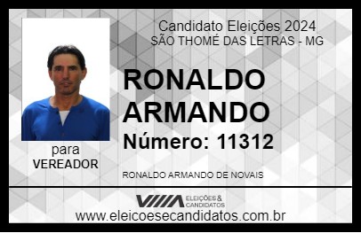 Candidato RONALDO ARMANDO 2024 - SÃO THOMÉ DAS LETRAS - Eleições