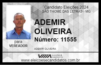 Candidato ADEMIR OLIVEIRA 2024 - SÃO THOMÉ DAS LETRAS - Eleições