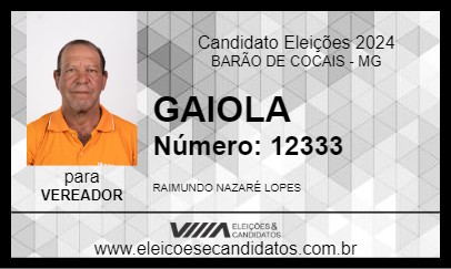 Candidato GAIOLA 2024 - BARÃO DE COCAIS - Eleições