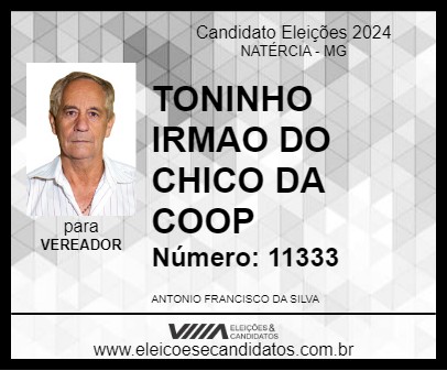 Candidato TONINHO IRMAO DO CHICO DA COOP 2024 - NATÉRCIA - Eleições