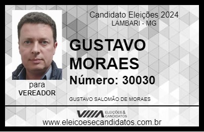 Candidato GUSTAVO MORAES 2024 - LAMBARI - Eleições