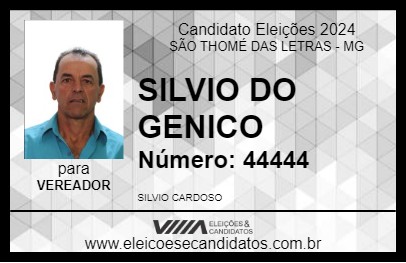 Candidato SILVIO DO GENICO 2024 - SÃO THOMÉ DAS LETRAS - Eleições