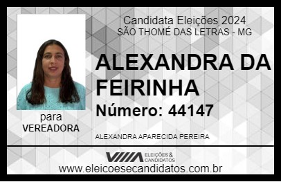 Candidato ALEXANDRA DA FEIRINHA 2024 - SÃO THOMÉ DAS LETRAS - Eleições