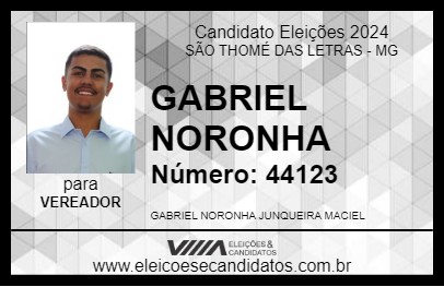 Candidato GABRIEL NORONHA 2024 - SÃO THOMÉ DAS LETRAS - Eleições