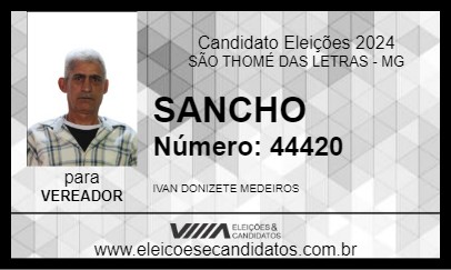 Candidato SANCHO 2024 - SÃO THOMÉ DAS LETRAS - Eleições