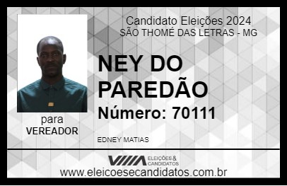 Candidato NEY DO PAREDÃO 2024 - SÃO THOMÉ DAS LETRAS - Eleições