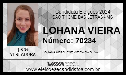 Candidato LOHANA VIEIRA 2024 - SÃO THOMÉ DAS LETRAS - Eleições