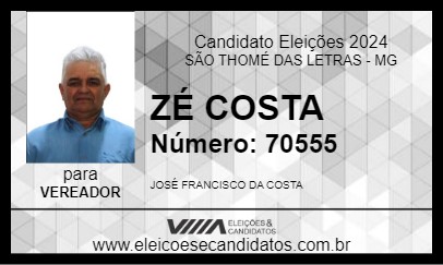 Candidato ZÉ COSTA 2024 - SÃO THOMÉ DAS LETRAS - Eleições