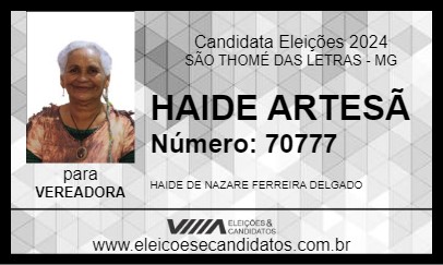 Candidato HAIDE ARTESÃ 2024 - SÃO THOMÉ DAS LETRAS - Eleições