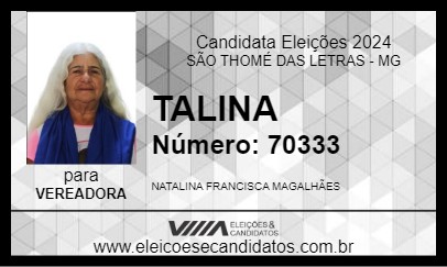 Candidato TALINA 2024 - SÃO THOMÉ DAS LETRAS - Eleições