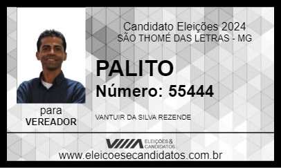 Candidato PALITO 2024 - SÃO THOMÉ DAS LETRAS - Eleições