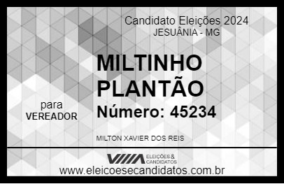 Candidato MILTINHO PLANTÃO 2024 - JESUÂNIA - Eleições