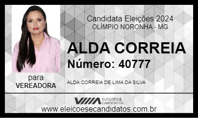 Candidato ALDA CORREIA 2024 - OLÍMPIO NORONHA - Eleições