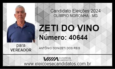 Candidato ZETI DO VINO 2024 - OLÍMPIO NORONHA - Eleições