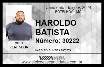 Candidato HAROLDO BATISTA 2024 - BOTELHOS - Eleições