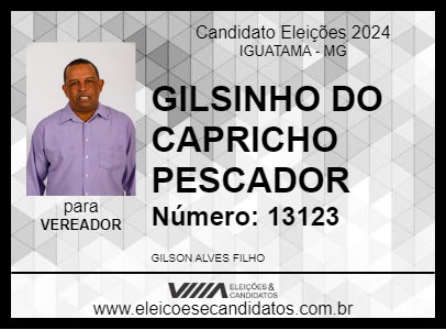 Candidato GILSINHO DO CAPRICHO PESCADOR 2024 - IGUATAMA - Eleições