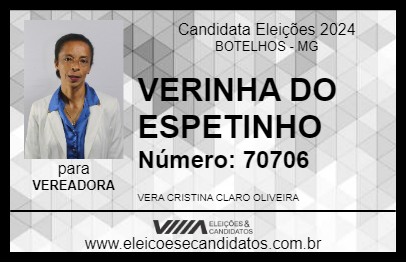 Candidato VERINHA DO ESPETINHO 2024 - BOTELHOS - Eleições