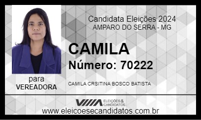 Candidato CAMILA 2024 - AMPARO DO SERRA - Eleições