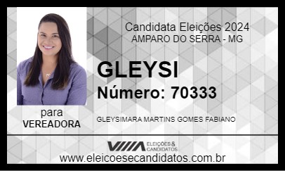 Candidato GLEYSI 2024 - AMPARO DO SERRA - Eleições