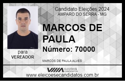 Candidato MARCOS DE PAULA 2024 - AMPARO DO SERRA - Eleições