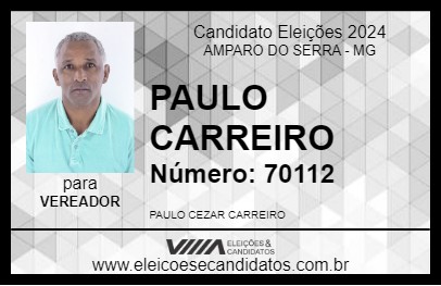 Candidato PAULO CARREIRO 2024 - AMPARO DO SERRA - Eleições