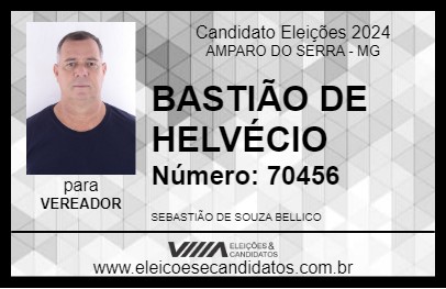 Candidato BASTIÃO DE HELVÉCIO 2024 - AMPARO DO SERRA - Eleições