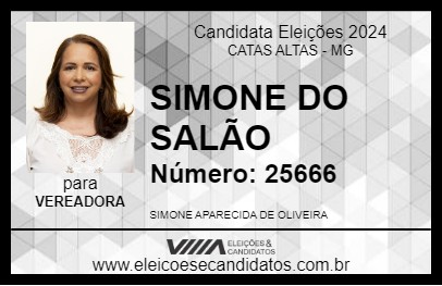 Candidato SIMONE DO SALÃO 2024 - CATAS ALTAS - Eleições