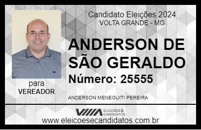 Candidato ANDERSON DE SÃO GERALDO 2024 - VOLTA GRANDE - Eleições