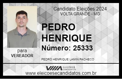 Candidato PEDRO HENRIQUE 2024 - VOLTA GRANDE - Eleições